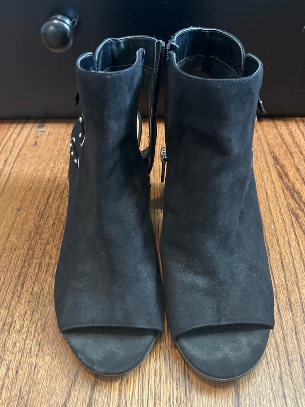 Circus by Sam Edelman Black Suede Open-Toe Ankle Boots